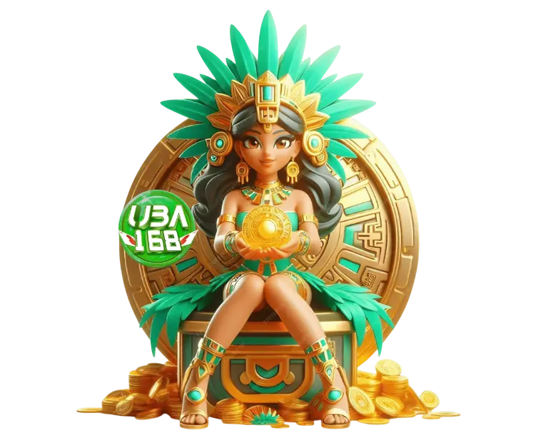 สาวมายาถือเหรียญทอง นั่งบัลลังก์ทอง UBA168